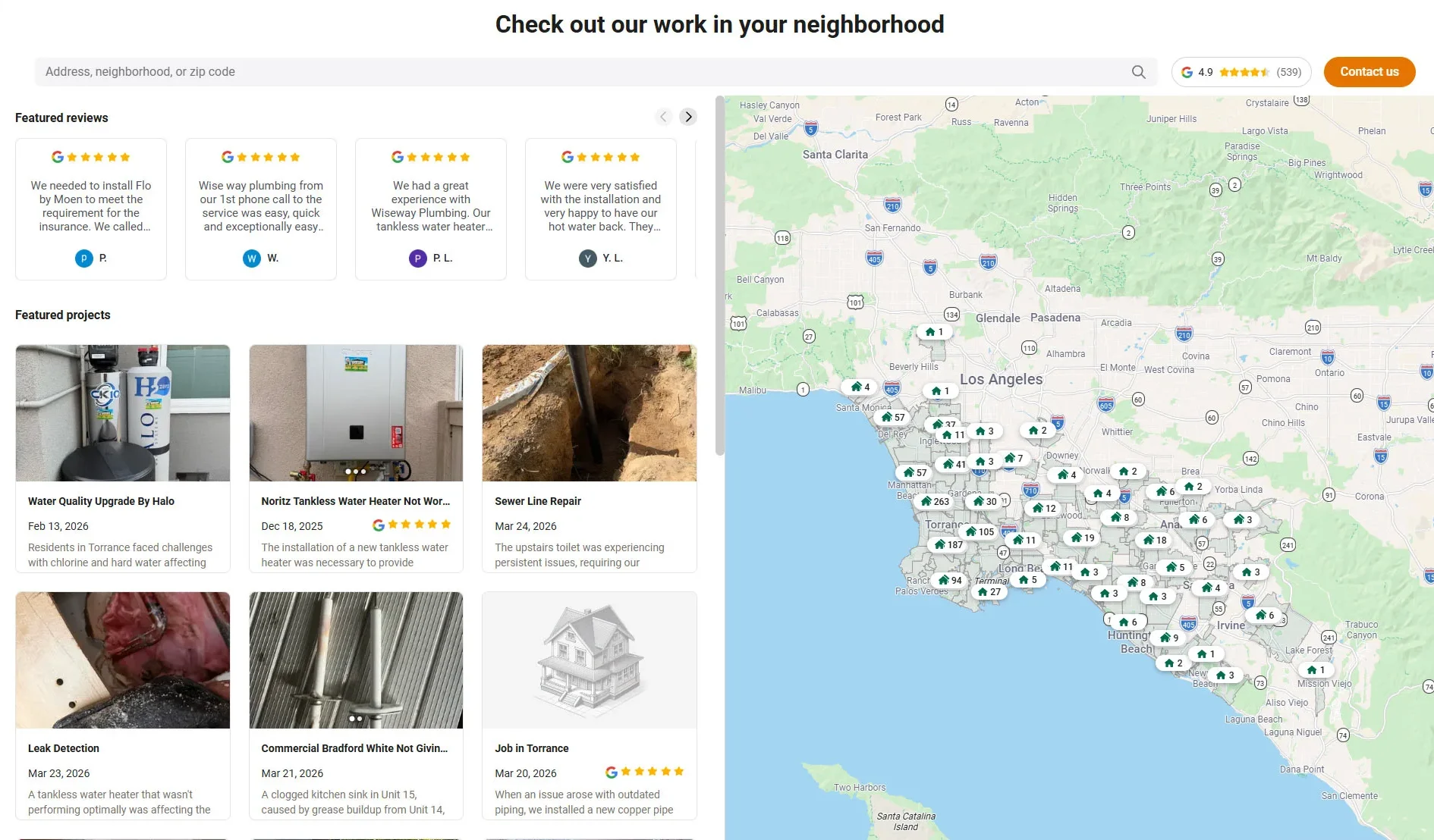 Recent plumbing repairs near you across southern california